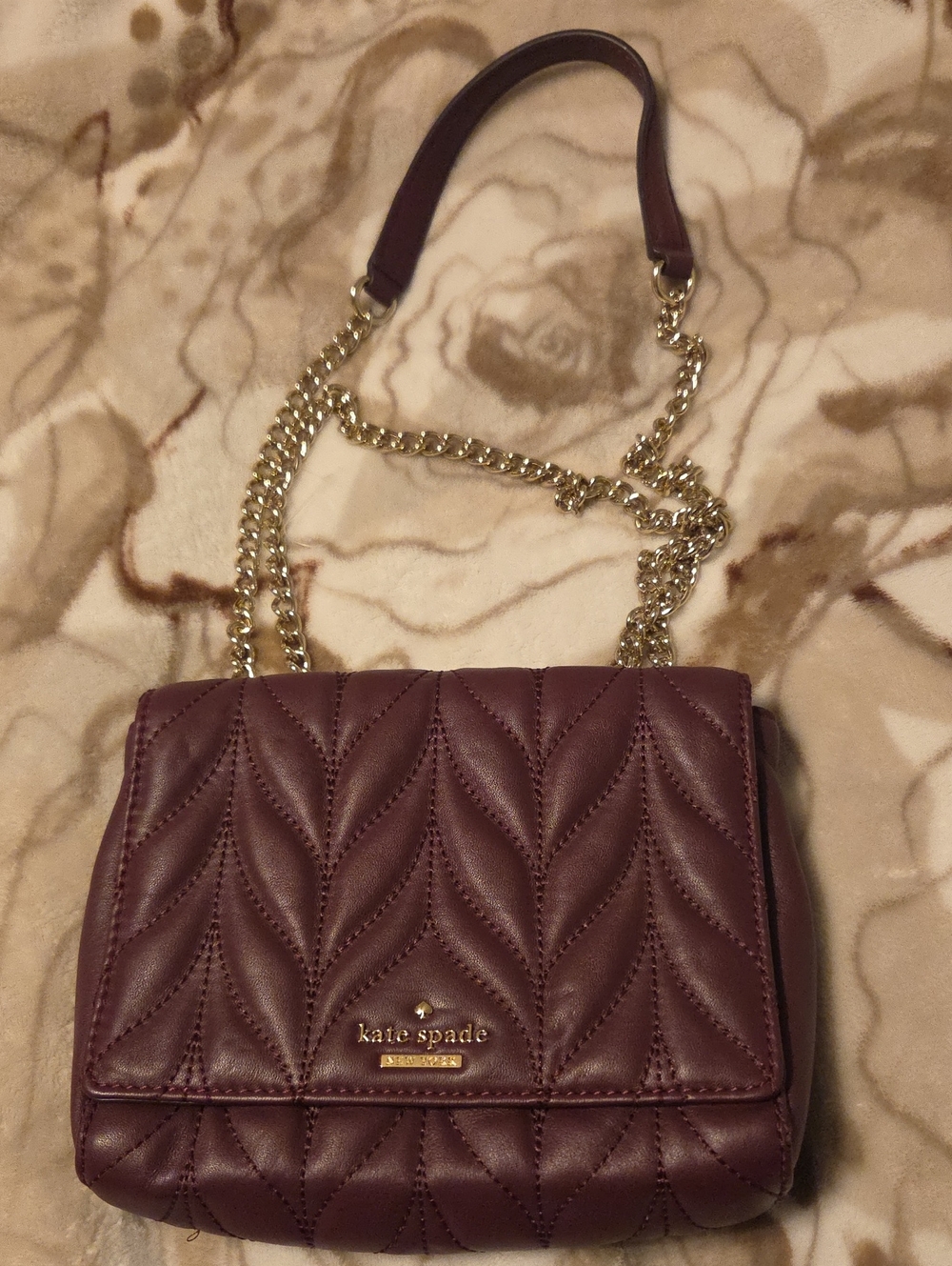 Kate Spade Briar Lane Quilted Mini Emelyn Crossbody Shoulder Bag - Deep Plum